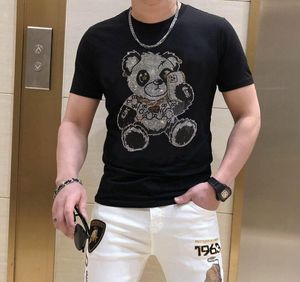 S-6XL Anime T-shirt men New Graphic Rhinestones High Quality Summer Fashion Hot drill T-Shirts streetwear Men's Clothing lk