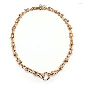 Chains 925 Sterling Silver Necklace U-shaped Women's Fashion Personality Luxury Electroplating 18K Rose Gold.