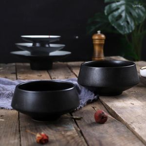 Bowls Ceramic Frosted Bowl Commercial Ramen Noodle Soup Creative High Foot Drum Zen Style Korean