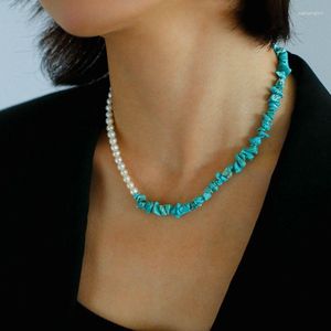 Choker Timeless Wonder Geo Stone Natural Pearl Ожерелье для женщин -дизайнерских ювелирных ювелирных украшений.