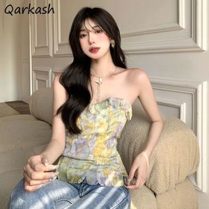 Women's Tanks Camis Cami Print Fashion Young Style Summer Sweet Streetwear Female Girlish Ulzzang Holiday Beach Inside Tops Aesthetic Charm 230825