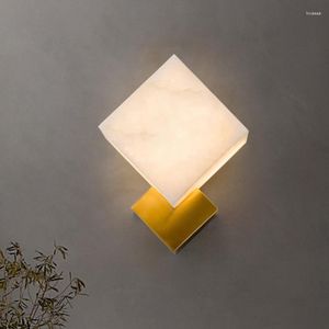 Vägglampa modern led hem lägenhet dekoration amerikansk guldbrons el villa rum sängen nordisk marmor sconce ljus