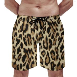 Pantaloncini da uomo Bordo leopardato dorato Stampa di pelle di animale Divertente Spiaggia da uomo Sport personalizzato Fitness Costume da bagno ad asciugatura rapida Regalo