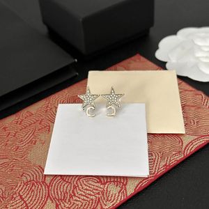 2023 Latest Autumn/Winter gold Stud heart-shaped Earring Ccity Woman Luxury Designer Jewelry Women C logo hoop crystal Earrings 748