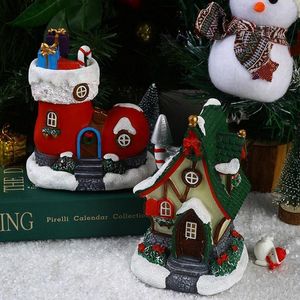 Christmas Decorations LED Light Up Small Village House Scene Christmas Decor Ornament Christmas Decoration Xmas Navidad 2024 Year Gifts 230825