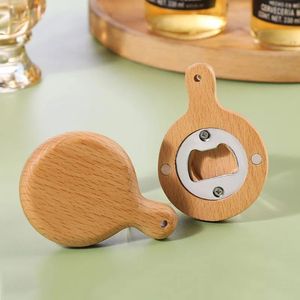 Creative Bamboo Wooden Bottle Opener With Handle Coaster Fridge Magnet Decoration Beer Bottle Openers FY5123 AU26