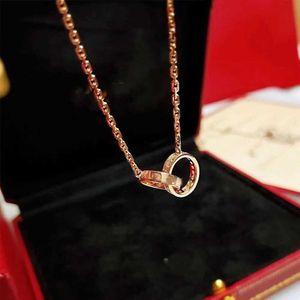 Designer Charm Carter Double Ring Necklace 925 Sterling Silver Plated 18K Guld Buckle Necklace Pendant CLAVICLE CHAVID