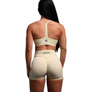 DARCSPORT Wolf Head Fitness Set sportivo da donna Intimo da allenamento avvolgente per il petto Pantaloncini alti ad asciugatura rapida elastici 643