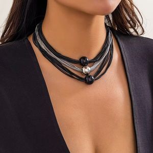 Desginer halsband Vintage halsband Boho överdriven gängade tre lager legeringslegering halsband för kvinnors hiphop flickor