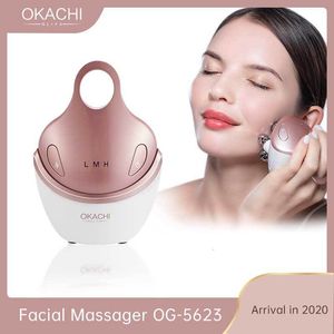 Massageador facial 5 em 1 RF EMS com cabeça de massagem 4D Dispositivo de uso doméstico promove modos de cor clara de absorção de creme 230825