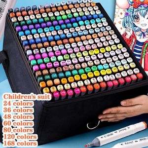 Markörer 12168 Colores Markers Borstpennor Set målning Ritning Manga Highlighter School Art Supplies for Artist Korean Stationery 230825