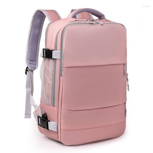 バックパック大女性旅行防水防止防止カジュアルデイパック荷物ストラップUSB充電ポートラップトップスクールバッグ