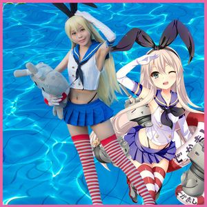 Cosplay Perücken Anime Kantai Collection Kancolle Fleet Girls Kanmusu Shimakaze Cosplay Kostüm Matrosenanzug für Frauen Sexy Sommerkleid Komplettset 230826