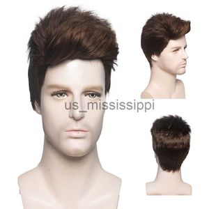 Синтетические парики мужчины короткие волосы Синтетические парики для мужского ежедневного парика омбр мужской кудрявый
