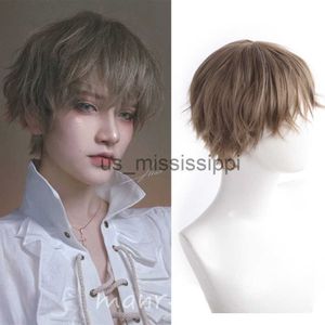 Synthetic Wigs Short Straight With Bangs Synthetic Wig Cosplay Anime Party Daily Costume Wig For Men Women Black Heat Resistant Fake Hair x0826