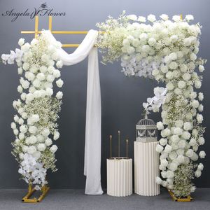 Decorative Flowers Wreaths Luxury White Baby Breath Gypsophila Wedding Arrangement Orchid Rose Artificial Table Flower Ball Party Arch Decor Hang Floral 230825