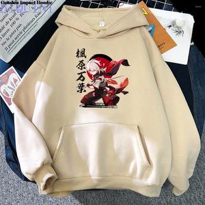 Hoodies masculinos Y2K Genshin Impact Hoodie Homens Kaedehara Kazuha Imprimir Personagem Com Capuz Moletons Ativos Mulheres Inverno Pulôver Streetwear Verde