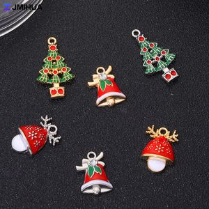 Charms 15pcs Christmas Type Pendants Enamel Charms Elk Tree Bell Charms For Jewelry Making Supplies DIY Earrings Bracelets Accessories 230826