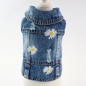 Hundebekleidung Loch Daisy Denim Jacke Frühling Herbst Kleidung Katze Jean Weste Haustier Jacken für kleine Hunde Cowboy Welpen Kleidung XS-2XL