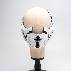 Party Masks Punk Mechanical Mask Helmet White Black Samurai Mask Ninja Gothic Pose Props Industrial Functional Wind Cosplay för Party 230826