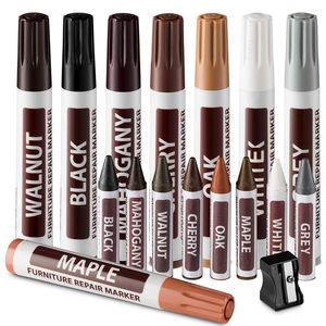 Markörer Haile Furniture Repair Wood Repair Markers Touch Up Pen-17pcs Markers and Wax Sticks Set For Scrates Wood Repair Paint Pennor 230826