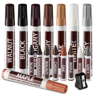 Marcadores Haile Móveis Reparação de Madeira Marcadores Touch Up Pen-17Pcs Marcadores e Varas de Cera Conjunto para Arranhões Canetas de Pintura de Reparação de Madeira 230826