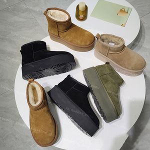 Ultra mini platforma buty z nasiona musztard Australia projektant Winter Boot Women Kostka futra australijskie botki śnieżne tasman tazz kapcie wsuwane ciepłe buty