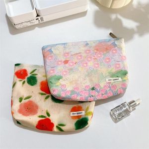 Sacos cosméticos doce colorido tie-dye floral saco de embreagem bolsa de maquiagem portátil cuidados com a pele armazenamento organizador de viagem