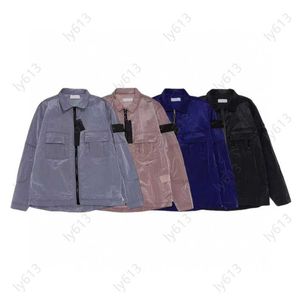 23SS Tasarımcı Ceket Erkekleri Taşlar Adası Ceketler Naylon Metal Gömlek Çapraz Rozet İşlevsel Ceket Uzun Kollu Yakası Boyun Hıritini İş Erkek Ceket