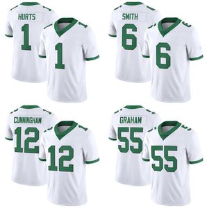 1 Jalen Hurts zszyte koszulki piłkarskie Jason Kelce Devonta Smith Brown Brian Dawkins Randall Cunningham Haason Reddick Men Młodzież Biała Jersey