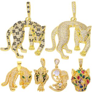 Charms Juya Micro Pave Zircon 18K Echtgold vergoldet Luxus Tier Panther Löwe Leopard Charms für DIY Weihnachtsanhänger Schmuckherstellung 230826