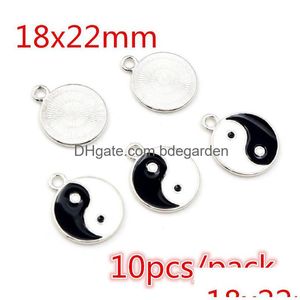 Charms Mode Legierung Metall Tropfen Öl Zweiseitige Kit Tai Chi Bagua Roporous Perlen Für DIY Armband Halskette Schmuck Machen lieferung Dhlzr