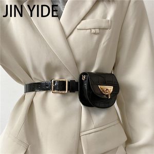 Waist Bags Fashion Saddle Waist Bags for Women Designer Chains Fanny Pack Luxury Alligator Pu Leather Belt Bags Female Small Purses 230825