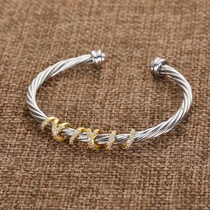silver bracelet twisted bracelets gold jewelry for men Pearl diamond Bangle love cuff cross fashion jewelry woman party wedding gift wholesale