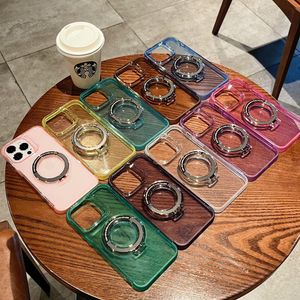 Clear Simple Magnetic Phone Cases for iPhone 15 Pro Max 14 Plus 13 12 11 14Pro 14Plus 13Pro Ultra Thin Kickstand Protective Cover with Ring