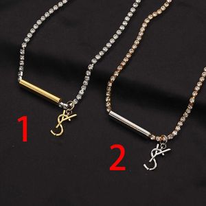 Collana di design SL Top di lusso Semplice e alla moda Donna Laser Stampa in acciaio Catena di diamanti Lettera Y Collare Catena al collo Regali di San Valentino Accessori Gioielli