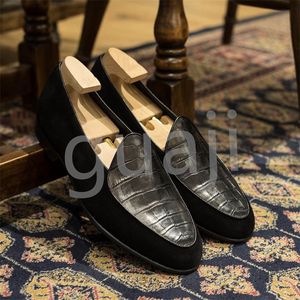 Designer klänningskor loafers mäns slip-on ny alligator läder mjuk sulade andningsbara loafers