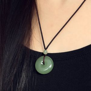 Xinjiang hetian jade, green jade peace buckle natural jade pendant bagel necklace pendant female male model