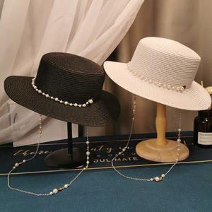 Широкие шляпы ковша летняя элегантная жемчужная цепь.