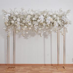 Decorative Flowers Wreaths 21614M Luxury White Babybreath Rose Artificial Flower Row Wedding Backdrop Arch Decor Gypsophila Floral Party Event Props 230825