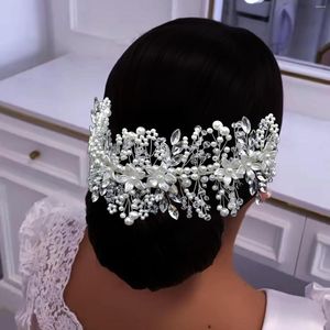 Haarspangen DZ023 Perlenperlen Hochzeit Stirnbänder Designs Frauen Tiara Festzug Diadem Luxus Stirnband Klares Kristall Brautschmuck