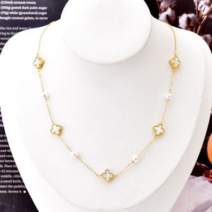 Designer Jewelry Necklace Female Fashion Temperament Round Pearl Tassel Earrings Designer Necklace Flower Collarbone Chain