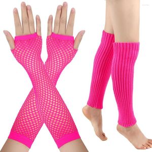 Knädynor Kvinnors handskar Set Autumn Winter Thicken Wool Foot Sock Cashmere Keep Warm Leggings Mesh Long Glove Cover Boot Cuffs