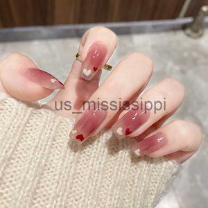 Fałszywe paznokcie czerwone serce rumieniec farbowane w noszeniu paznokcia dziewczyna manicure kawałek fake paznokcie naklejka na paznokcie na paznokciach koreański x0826