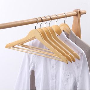 Hangers 10Pcs/set Adult Extra-Wide Solid Wood And Metal Hook Wooden With Notches Non-slip For Clothes W2760