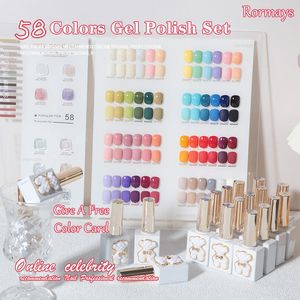 Rormays Heißer Verkauf 15 ml Nagellack Lucky Bear 58 Farben Gemischtes Gel Set Semi permanent UV LED Gel Einweichen Nail Art Salon Geschenk Farbkarte Gel Fabrik Großhandel