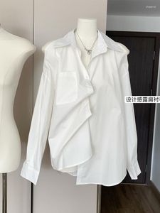 Women's Blouses Women Sexy Korean Style Fashion Summer Simple White Polo Collar Top Off Shoulder Cute Lady Basic Formal Shirt Elegant