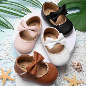 Första Walkers Kidsun Baby Casual Shoes Spädbarn Toddler Bowknot Icke-halkgummi Soft-Sole Flat Pu First Walker Newborn Bow Decor Mary Janes L0826