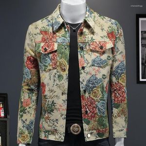 Männer Jacken Jacke Männer Herbst Koreanische Freizeit Mode 2023 Streetwear Vintage Floral Druck Muster Mantel Jaqueta Masculino