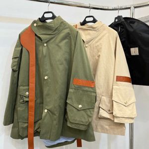 LOE LONG WINDBRABREAR WOMES'S WINDPROOFジャケットデザイナーバッグレザーステッチカーディガンコートウォームパーカーコート男性